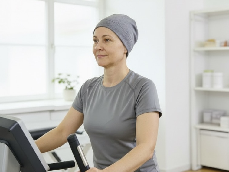 Frau beim Laufband-Training